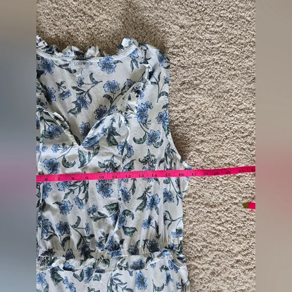 J. Crew Size 10 Womens White Blue Floral Cotton Sleeveless Maxi Dress - Picture 9 of 10